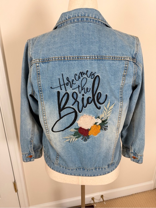 ThreeTwoOne Jackets & Blazers - ThreeTwoOne Here Comes The Bride Embroidered Denim Jacket Small